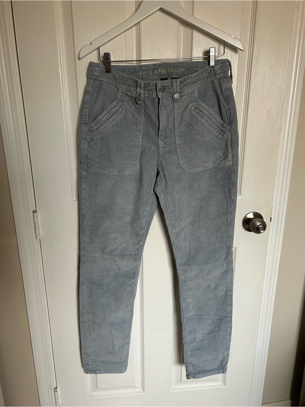 American Eagle Outfitters Women's Light Gray Corduroy Trousers Size 6